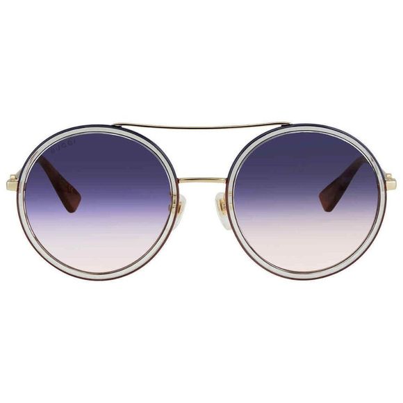 NEW Gucci Gold and Blue Round Women\'s Sunglasses